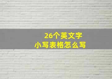 26个英文字小写表格怎么写