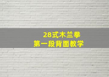 28式木兰拳第一段背面教学