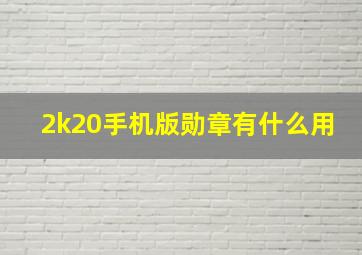 2k20手机版勋章有什么用