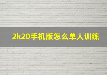 2k20手机版怎么单人训练