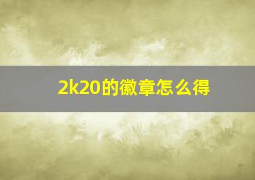 2k20的徽章怎么得