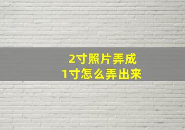 2寸照片弄成1寸怎么弄出来