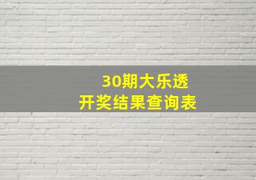 30期大乐透开奖结果查询表