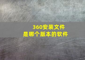 360安装文件是哪个版本的软件