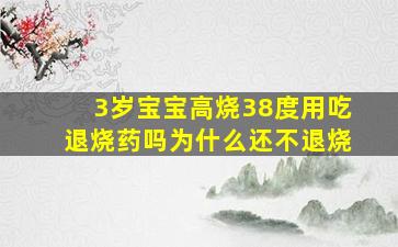 3岁宝宝高烧38度用吃退烧药吗为什么还不退烧