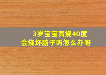 3岁宝宝高烧40度会烧坏脑子吗怎么办呀