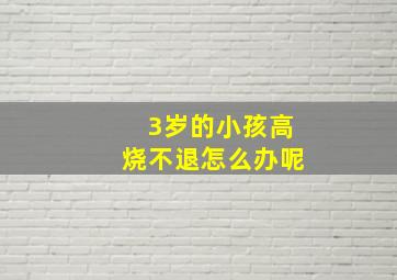 3岁的小孩高烧不退怎么办呢