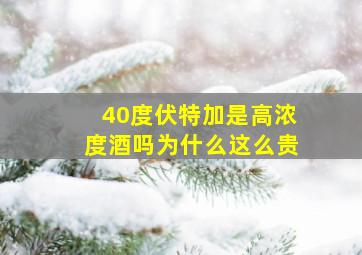 40度伏特加是高浓度酒吗为什么这么贵