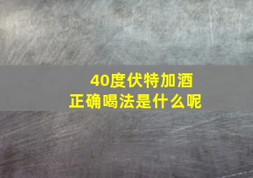 40度伏特加酒正确喝法是什么呢