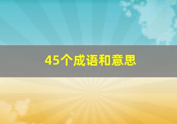 45个成语和意思