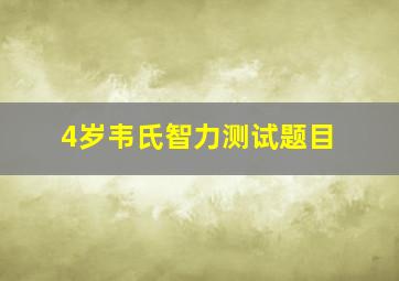 4岁韦氏智力测试题目