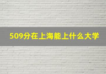 509分在上海能上什么大学