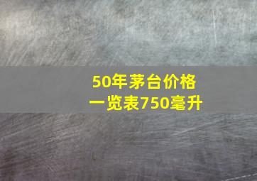 50年茅台价格一览表750毫升