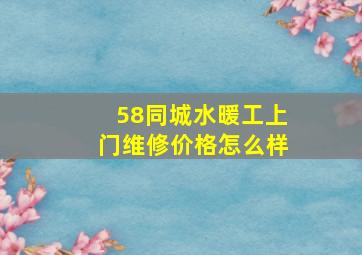 58同城水暖工上门维修价格怎么样