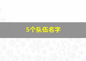 5个队伍名字