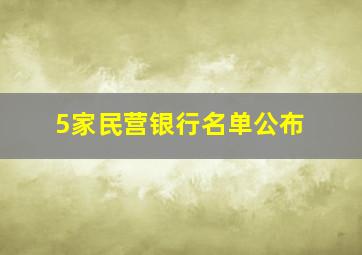 5家民营银行名单公布