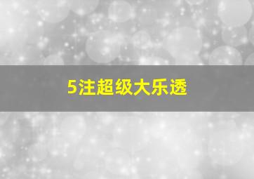 5注超级大乐透