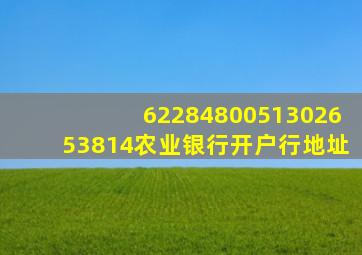 6228480051302653814农业银行开户行地址