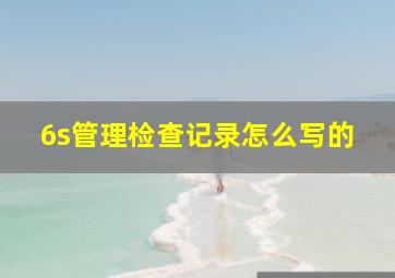 6s管理检查记录怎么写的