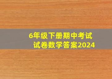 6年级下册期中考试试卷数学答案2024