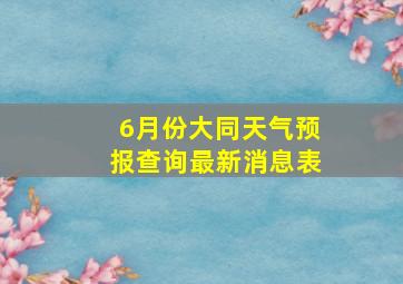 6月份大同天气预报查询最新消息表