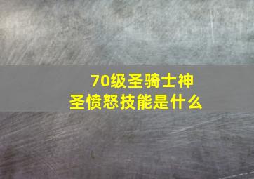 70级圣骑士神圣愤怒技能是什么