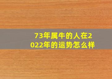 73年属牛的人在2022年的运势怎么样