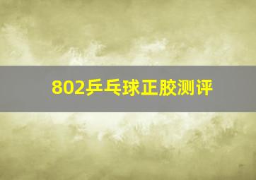 802乒乓球正胶测评