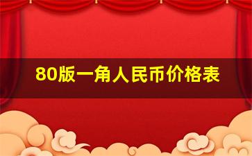 80版一角人民币价格表