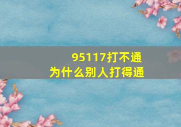 95117打不通为什么别人打得通