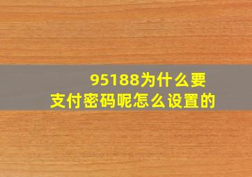 95188为什么要支付密码呢怎么设置的