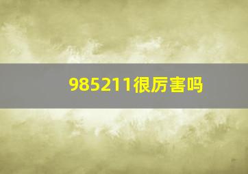 985211很厉害吗