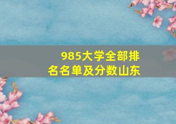 985大学全部排名名单及分数山东