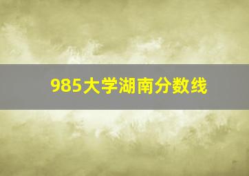 985大学湖南分数线