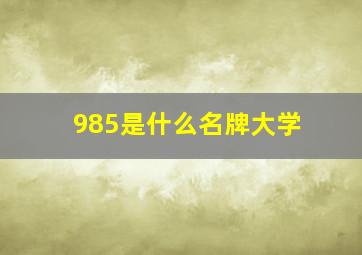 985是什么名牌大学