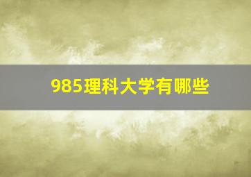 985理科大学有哪些