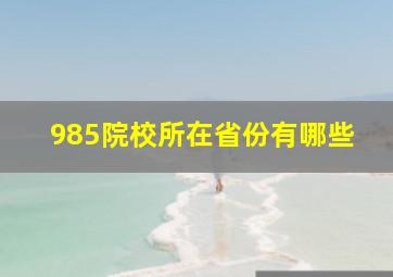 985院校所在省份有哪些