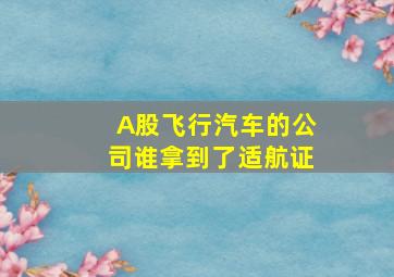 A股飞行汽车的公司谁拿到了适航证