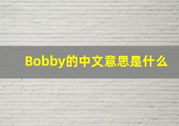 Bobby的中文意思是什么