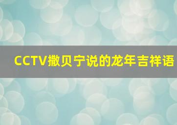 CCTV撒贝宁说的龙年吉祥语