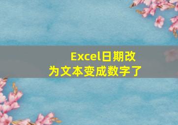 Excel日期改为文本变成数字了