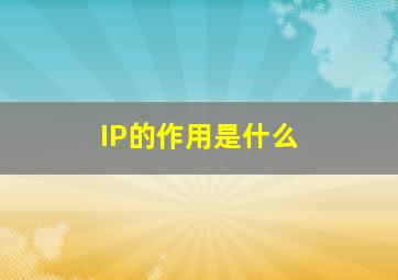 IP的作用是什么