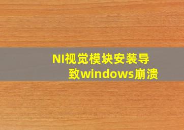 NI视觉模块安装导致windows崩溃