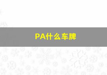 PA什么车牌