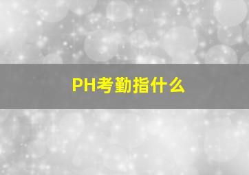 PH考勤指什么