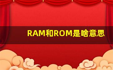 RAM和ROM是啥意思