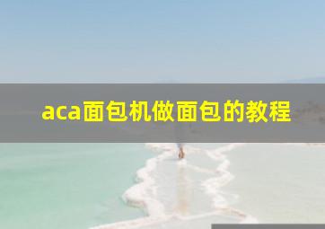 aca面包机做面包的教程