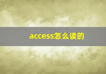 access怎么读的