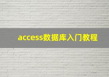 access数据库入门教程