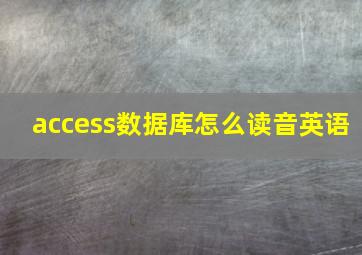 access数据库怎么读音英语